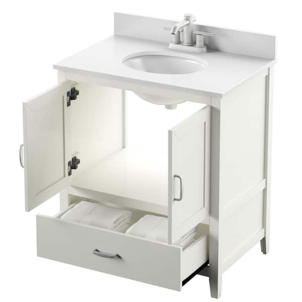 Twin Star Home 25 in. W x 25 in. D Corner Bathroom Vanity in Antique Gray  with White Top and White Basin 25BV35043-PG22 - The Home Depot