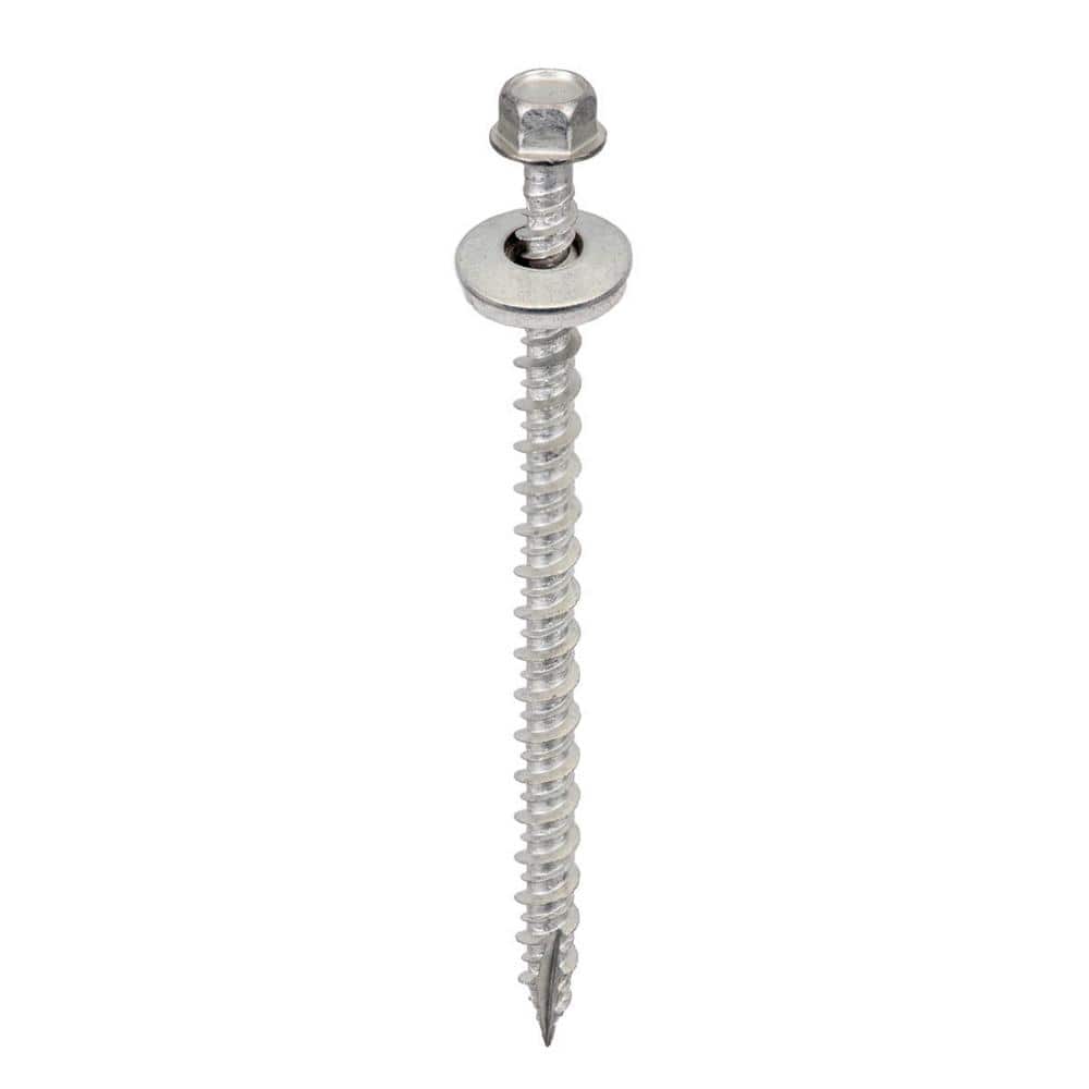 Galvanized Steel Hex Washer Head Roofing Screws, 3-Inch, Pack of 250