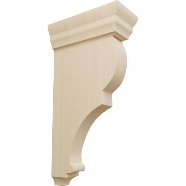 Ekena Millwork 3-1/2 in. x 14 in. x 7-1/2 in. Rubberwood Extra Large Rojas Wood Corbel