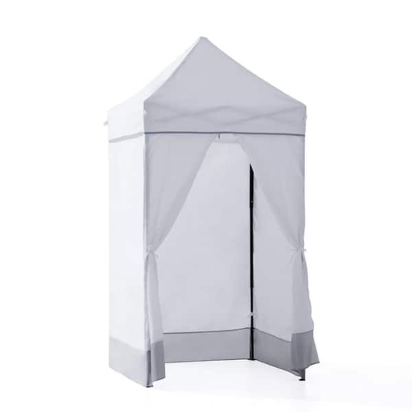 Cabana 4 ft. x 4 ft. Pop-Up Canopy Tent, Outdoor Instant Pop-Up Gazebo with Sidewalls, White and Grey