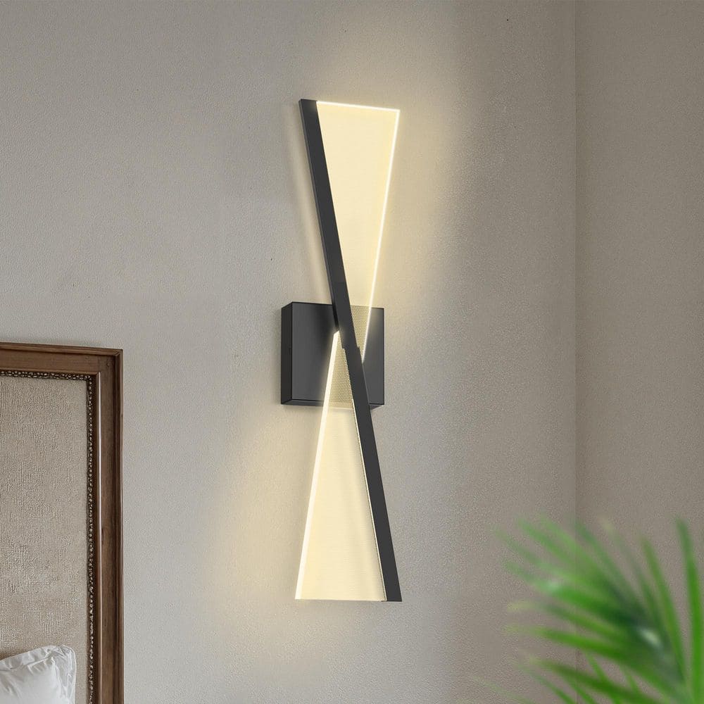 24 in. 1-Light Black Wireless Wall Sconces, 6000K Cool White Modern Sconce Decor for Bedroom, Living Room，2-Pack price history on PriceWatchPro