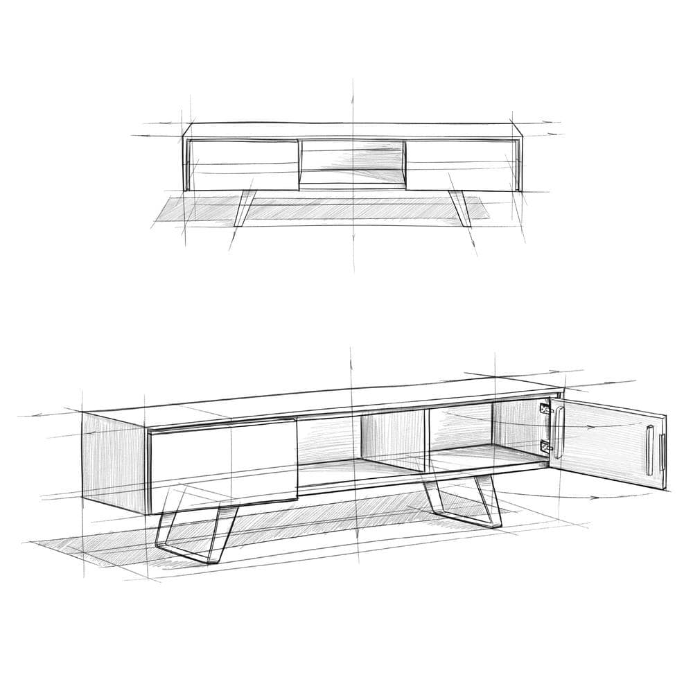 Lowry Natural Mango Wood 72" TV Media Stand with Cabinet