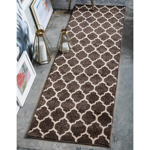 Trellis Philadelphia Dark Brown/Beige 2' 7 x 10' 0 Runner Rug