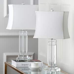 Olympia 24 in. Clear Crystal Urn Table Lamp with White Shade (Set of 2)