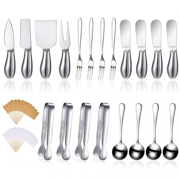 20-Piece Stainless Steel Charcuterie Board Accessories Set, Cheese Spreader Knives, Tongs, Spoons and Appetizer Forks