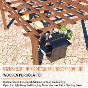 12 ft. W × 10 ft. D Cedar Wood Patio Pergola Shade Structure for Outdoor, Brown