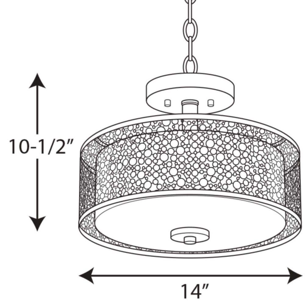 Brushed Nickel LED Semi-Flush Drum Light with Etched Glass