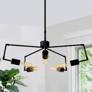 Modern Industrial Island Chandelier Lights, 5-Light Black Transitional Geometric Chandelier with Adjustable Lamp Arms