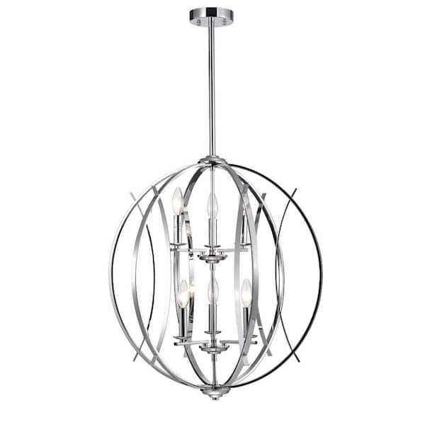 Warehouse of Tiffany Carshon 6-Light Chrome Pendant