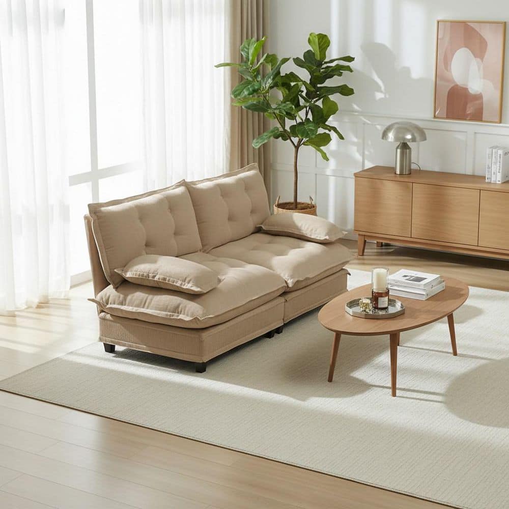 PREM Oversize Modular 77 in. Chenille Sectional Sofa Set in. Latte Brown with Deep Seat Comfort and Tool-Free Assembly price history on PriceWatchPro