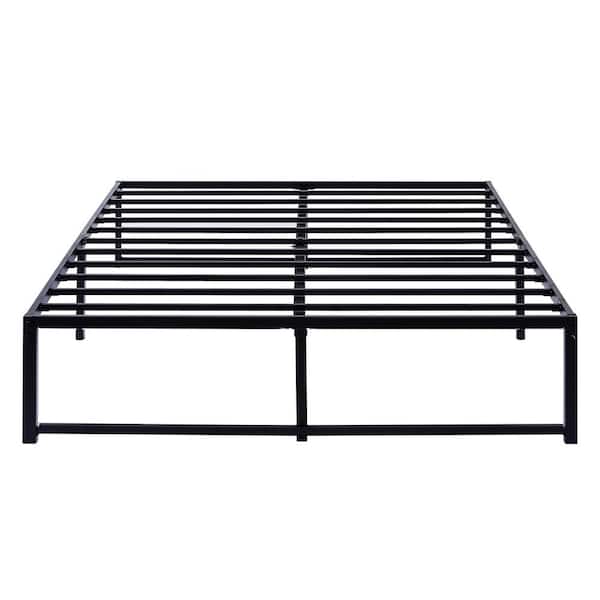 VECELO Queen size Bed Frame, 62 in. W，Metal Platform Bed Frames No Box Spring Needed, Heavy Duty Steel Slat Support, Black