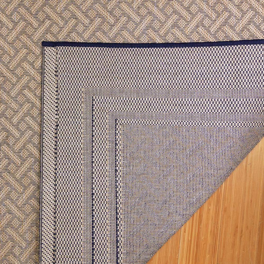 Navy and Sand Rectangular Synthetic Outdoor Rug, 6' x 9'