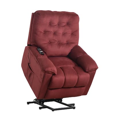 Red Soft Fabric Power Lift Recliner Chair with Remote Control