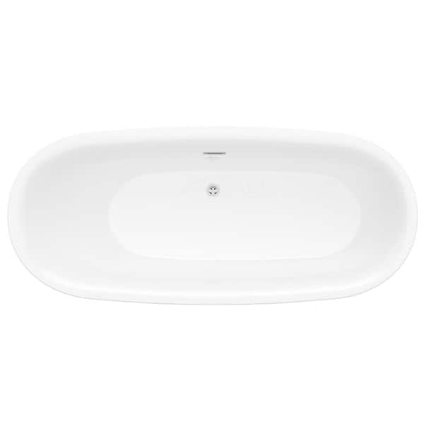 ANZZI Vite 60 in. L x 30 in. W Flat Bottom Acrylic Oval