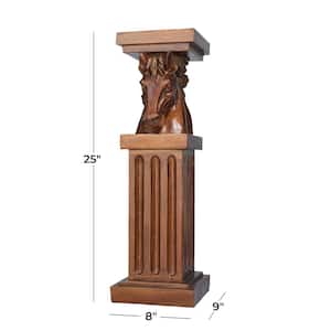 7 in.  Brown Polystone Horse Pedestal End Table