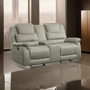 74 in. Pillow Top Arm Microfiber Rectangle Manual Glider Loveseat Recliner Sofa in. Gray