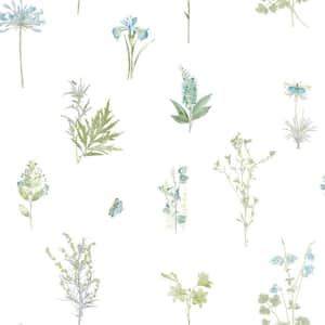 Botanical Flora Design With Butterflies Wallpaper