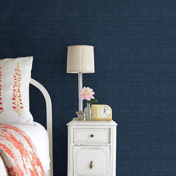 Peninsula Navy Sisal Grasscloth Non-Pasted Wallpaper Roll (Covers 72 Sq. Ft.)