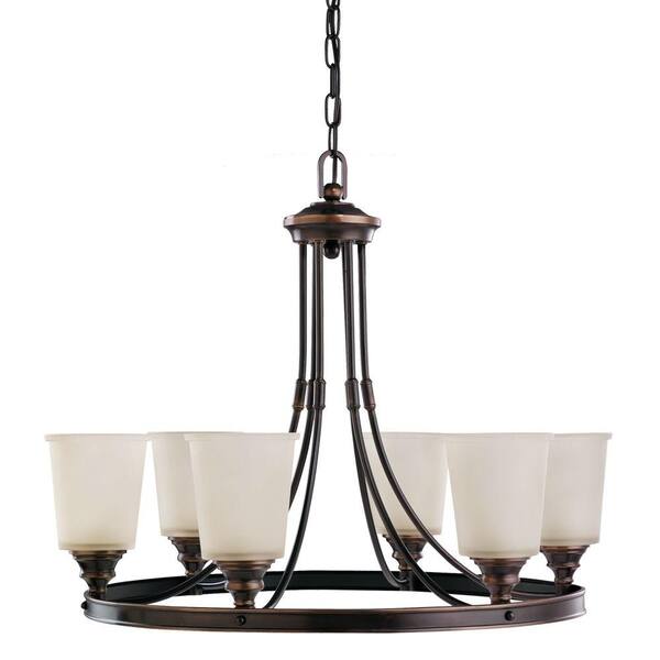 Generation Lighting Warwick 6-Light Autumn Bronze Chandelier with Smoky Parchment Glass