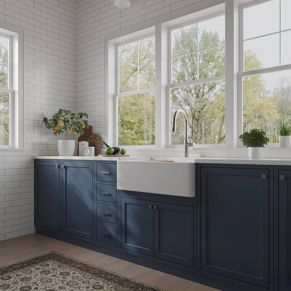 White Gloss Fireclay 33" Single Bowl Farmhouse Kitchen Sink