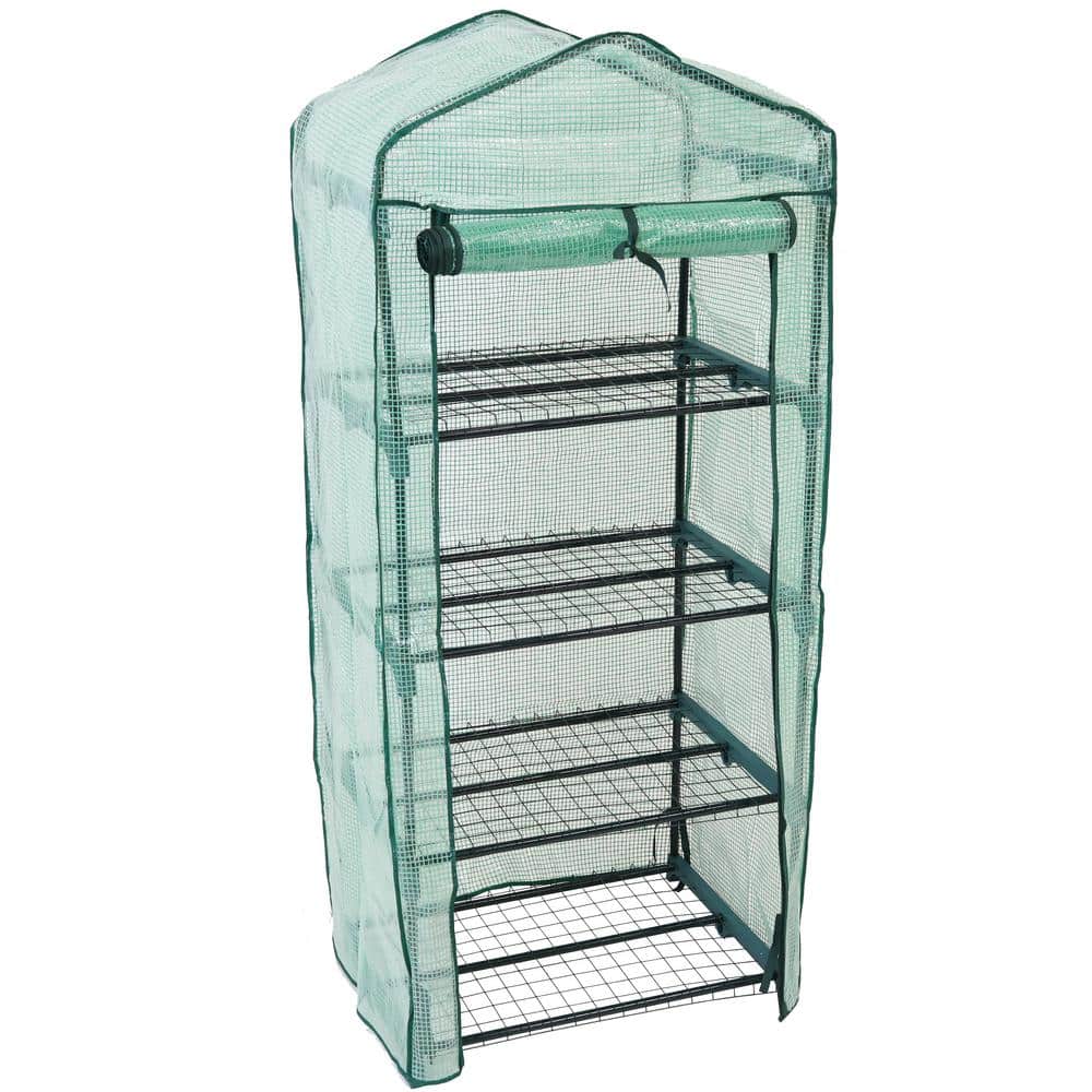 Sunnydaze Decor Sunnydaze ft. in. x ft. in. x ft. 2.5 in. Portable  4-Tier Mini Greenhouse for Outdoors Green HGH-949 The Home Depot