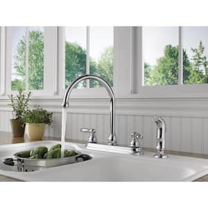 Apex 2-Handle Standard Kitchen Faucet with Side Sprayer in Chrome