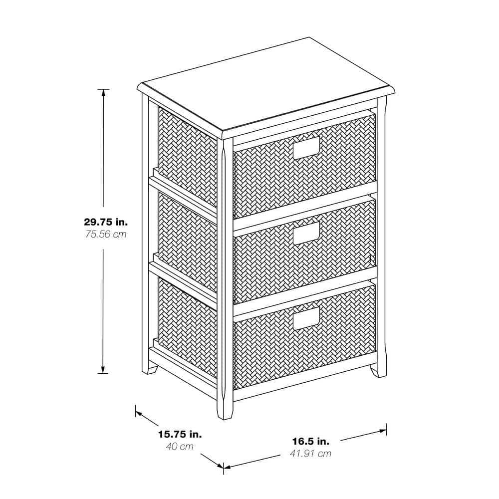 Seabrook White and Natural 3-Tier Storage Unit with Hand-Braided Seagrass Baskets