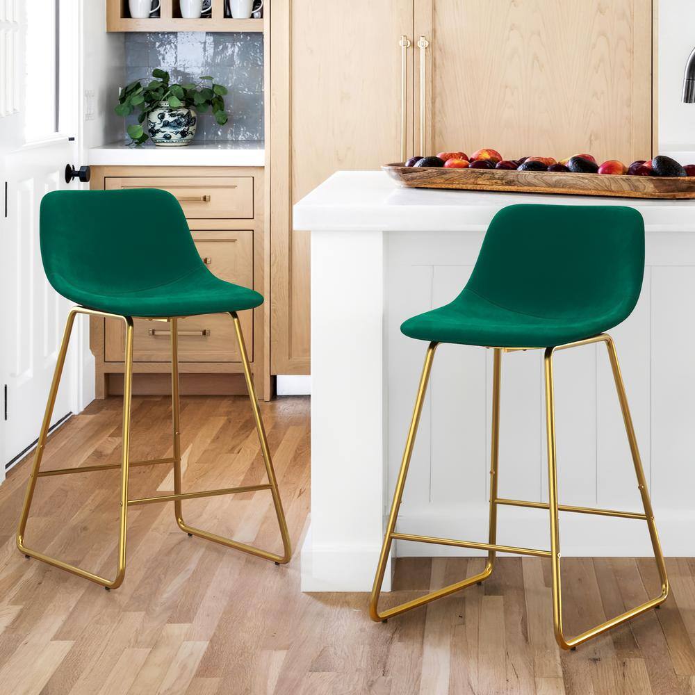 LUE BONA Alexander 24 in. Emerald Bar Stools Low Back Metal Frame