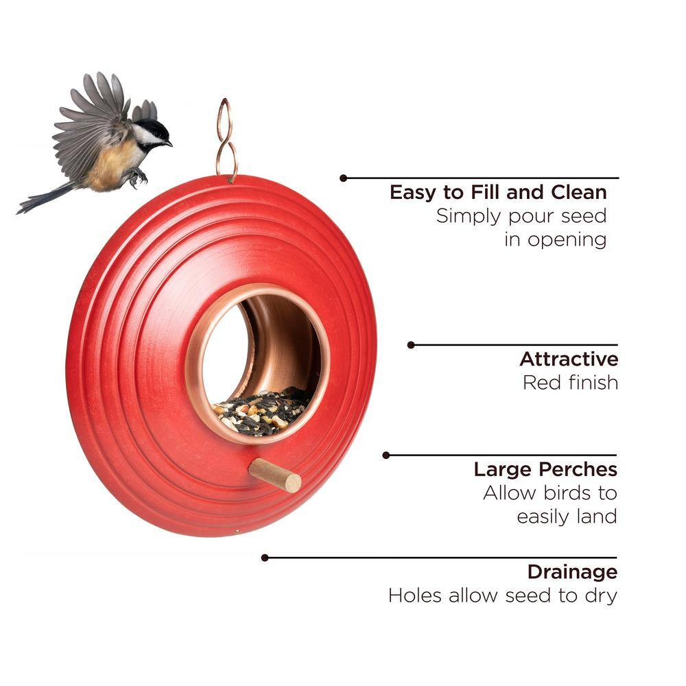 Mojave Copper and Red Hanging Fly-Thru Bird Feeder