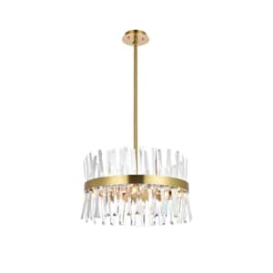 Timeless Home 20 in. 10-Light Satin Gold Pendant Light