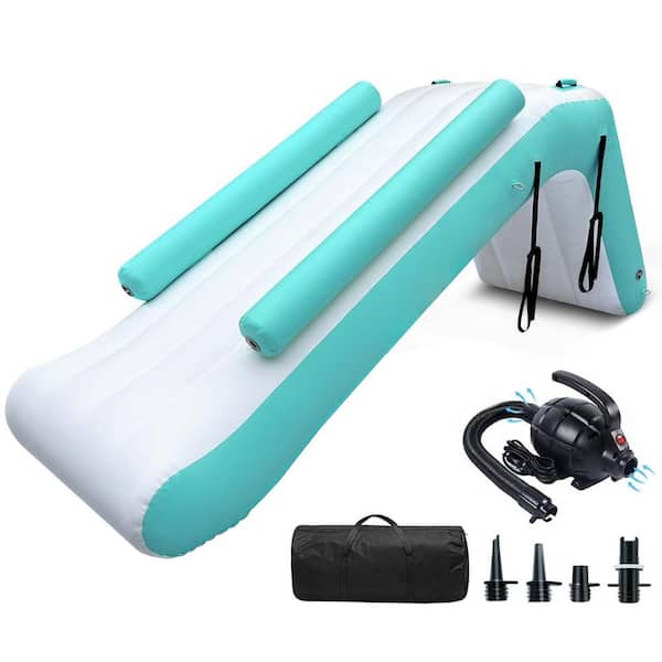 Inflatable Pontoon Waterfall Slide for Adults and Kids, Summer Lake Party Fun, Heavy-Duty PVC Construction