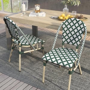 Sovera Green and White Patterned Aluminum Outdoor Dining Chair (Set of 2)