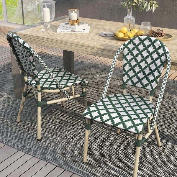 Furniture of America Sovera Green and White Patterned Aluminum Outdoor Dining Chair (Set of 2)