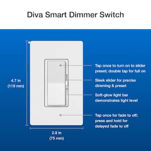 Diva Smart Dimmer Switch Starter Kit for Caseta Smart Lighting, with Smart Hub + Pico Remote, 150-Watt LED (DVRF-BDG-1D)