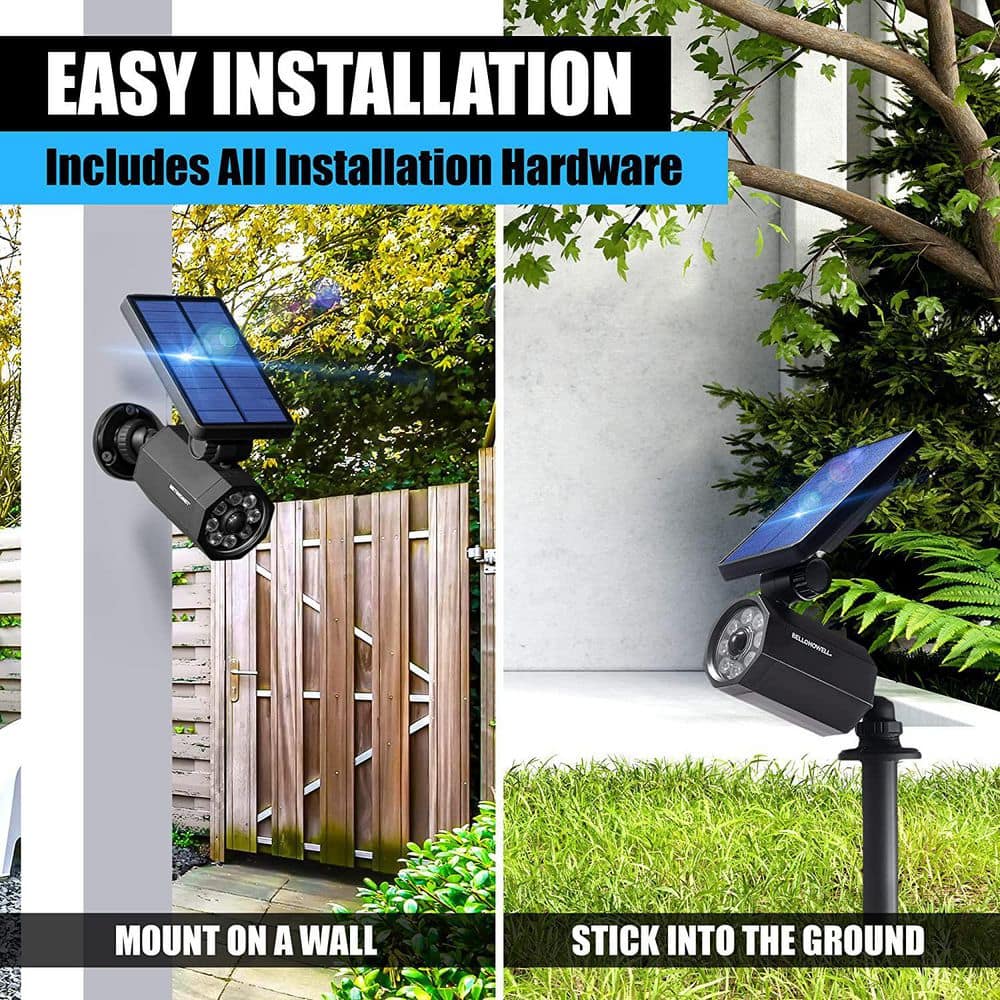 Black Solar Powered LED Motion Sensor Security Spotlight