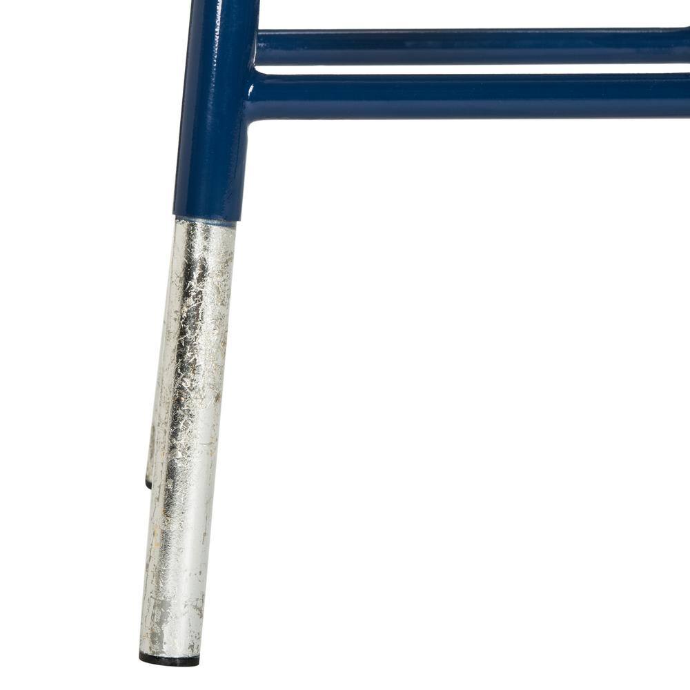 Transitional Blue and Silver Metal Counter Stool 24"