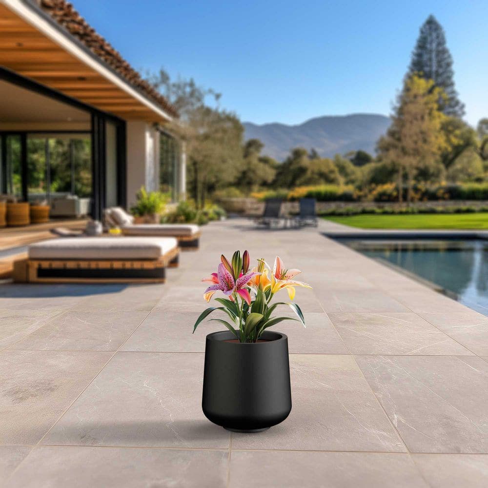 13.5 in. Medium Charcoal Black (Enhanced Interior) Concrete Round Planter/Pot with Drainage Holes price history on PriceWatchPro