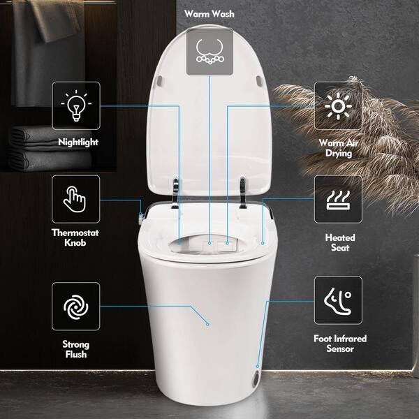 Abruzzo Smart Bidet Toilet with Heated Seat and Foot Sensor Flush