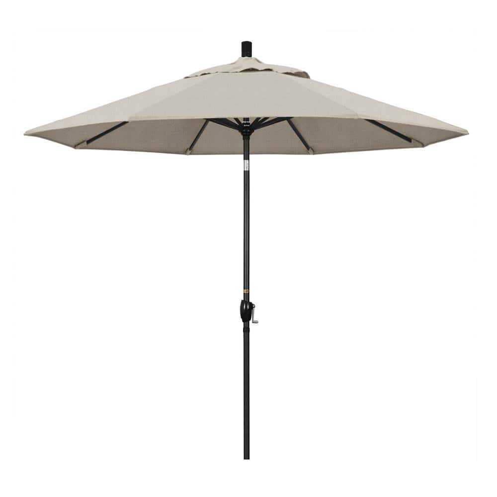9-Foot Beige Olefin Patio Umbrella with Black Aluminum Pole