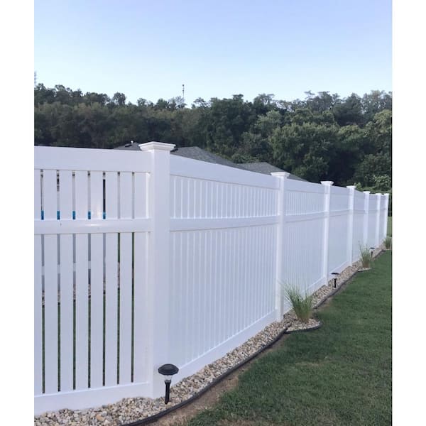 Weatherables Savannah 72 in. x 212 ft. White Vinyl Privacy Fence Project Pack