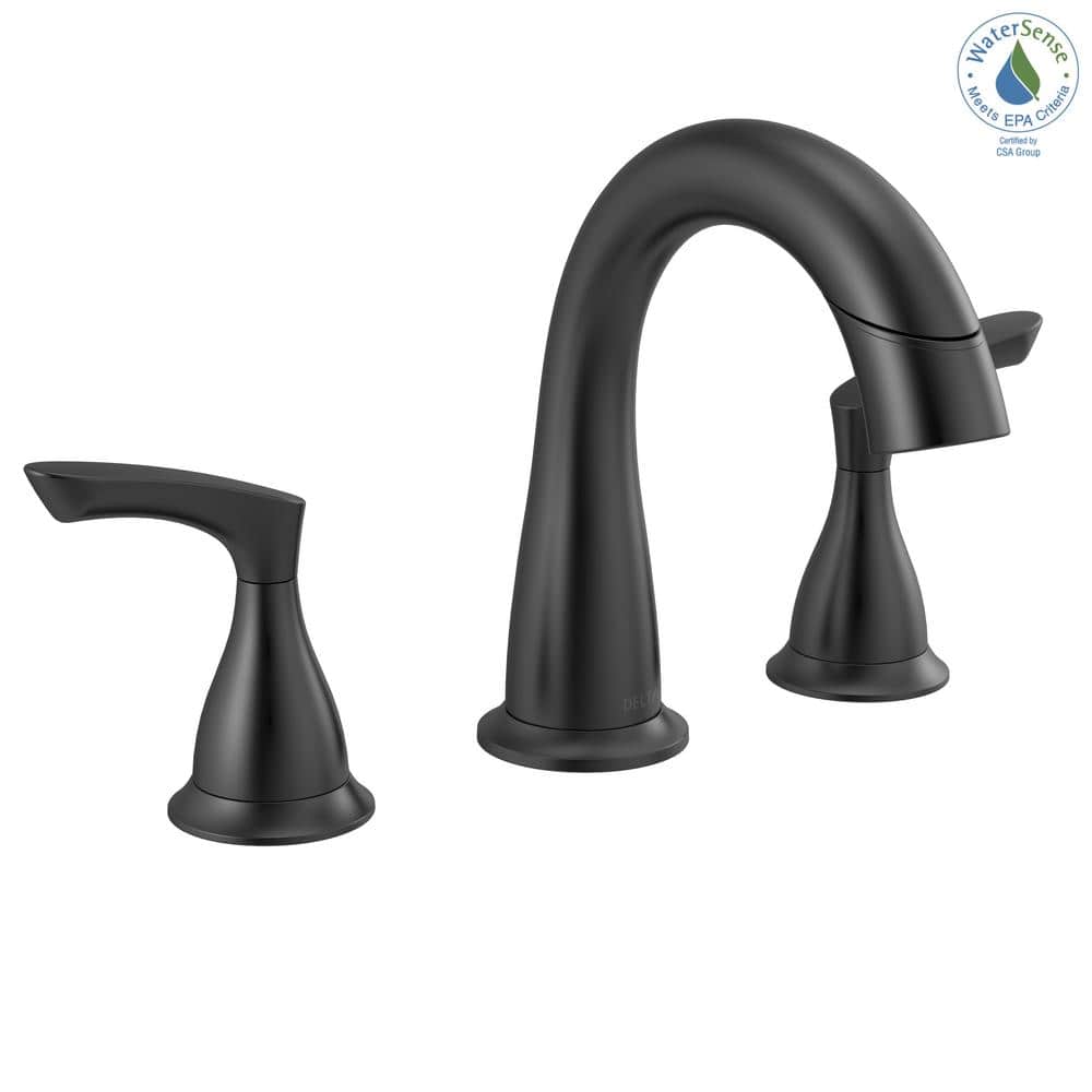 Matte Black High Arc Double Handle Bathroom Faucet