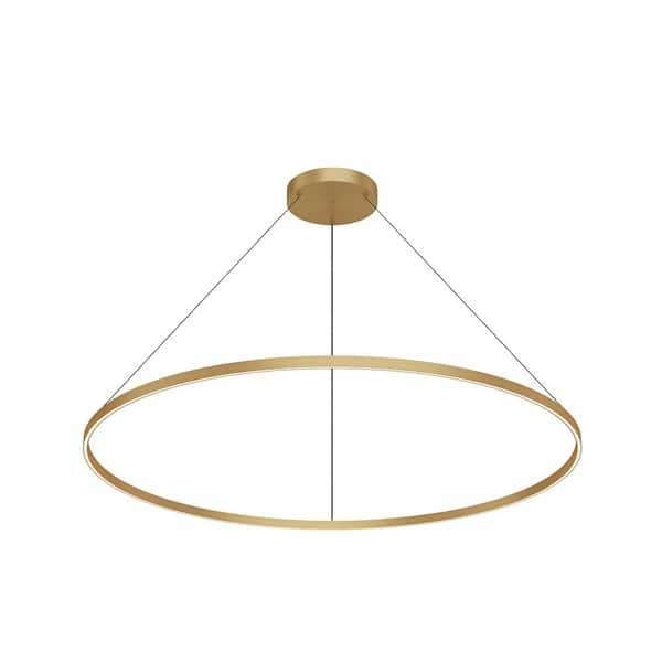 Cerchio 60 in. 150-Watt 1-Light Brushed Gold Integrated LED Pendant-Light