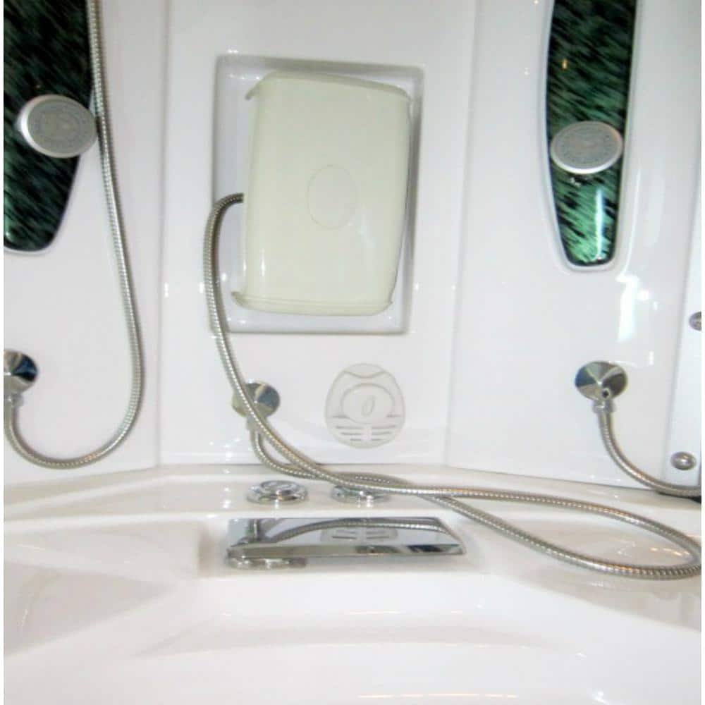 Mesa Blue Glass Steam Shower with Jetted Massage Tub