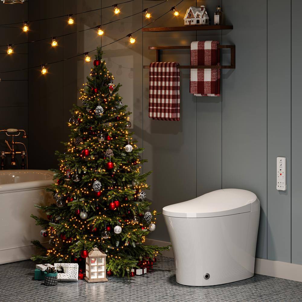 Elongated White Electric Dual Flush Smart Bidet Toilet