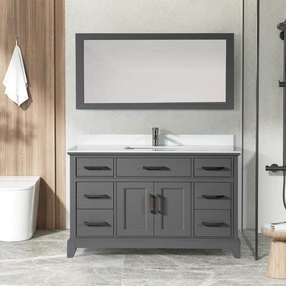 Vanity Art Genoa 60 in. W x 22 in. D x 36 in. H Bath Vanity in Grey