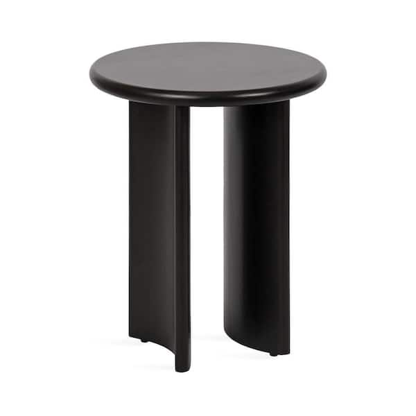 Erys 16 in. Black Round Wood End Table