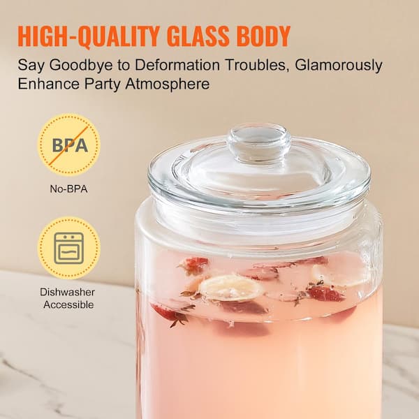 1-Gallon Glass Beveage Dispense With Stainless Tap And Spigot Metal Lid Filters Ncdisg1%2f328033041