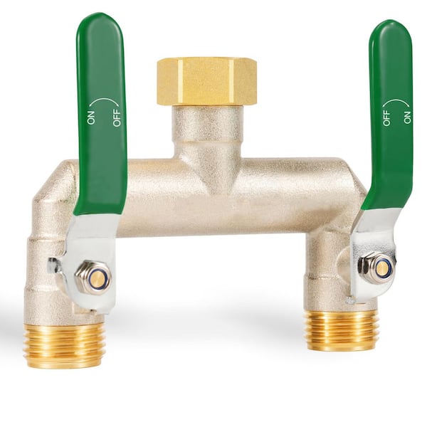 Garden Hose Splitter, 2-Way Hose Adapter, High Flow Faucet Splitter, with Independent Shutoff Valves, 3/4 in. GHT Thread