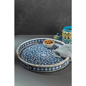 Jodhpur Mother of Pearl Decorative Tray - Blue 18 in.