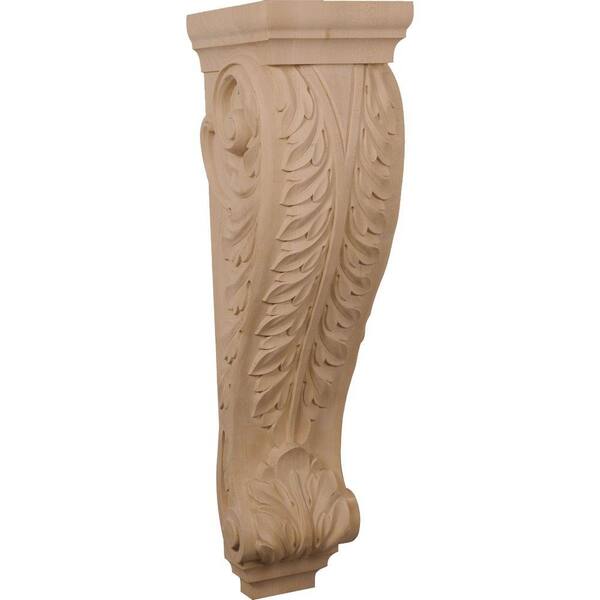 Ekena Millwork 10 in. x 9 in. x 34 in. Unfinished Walnut Super Jumbo Acanthus Wood Corbel